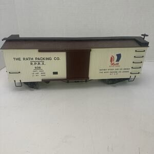 Bachmann Big Haulers~G Scale~Rath Packing Co Boxcar~RPRX 608~Rath Black Hawk